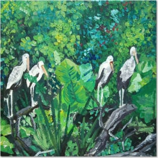 Stork's are taking rest on the tree. Posters and Art